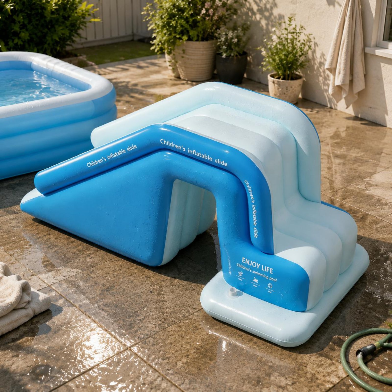 Kids Outdoor Water Slide - Inflatable Pool Slide Foldable Inflatable Water
