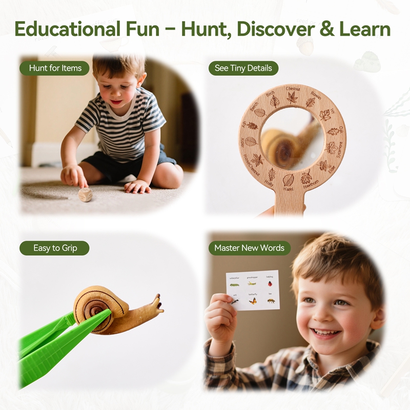 Wooden Montessori Toys Treasur - Kids Outdoor Explorer Set 评论和价格
