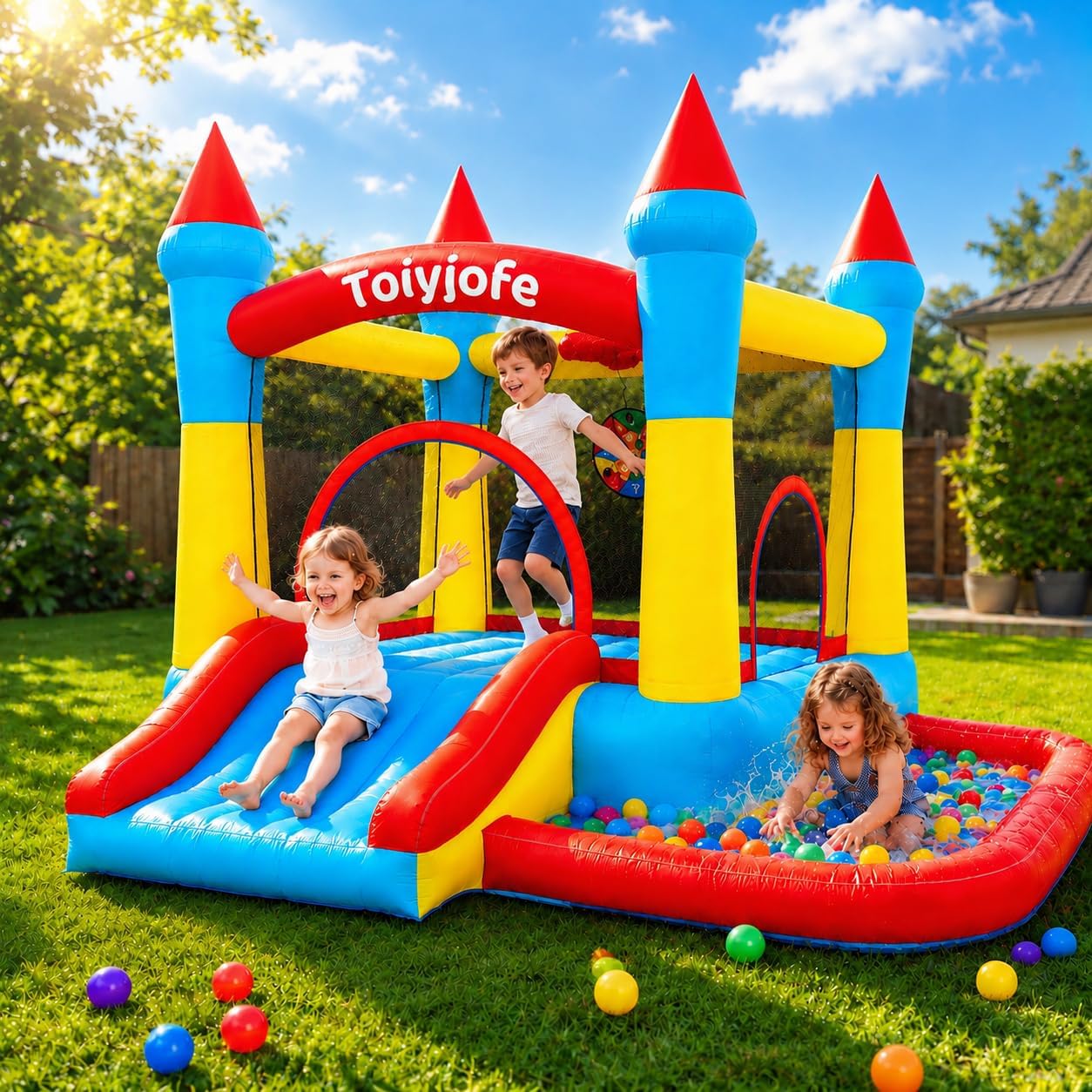 Bounce House for Kids 3-6, Tod - Kids Outdoor House With Slide 评论和价格