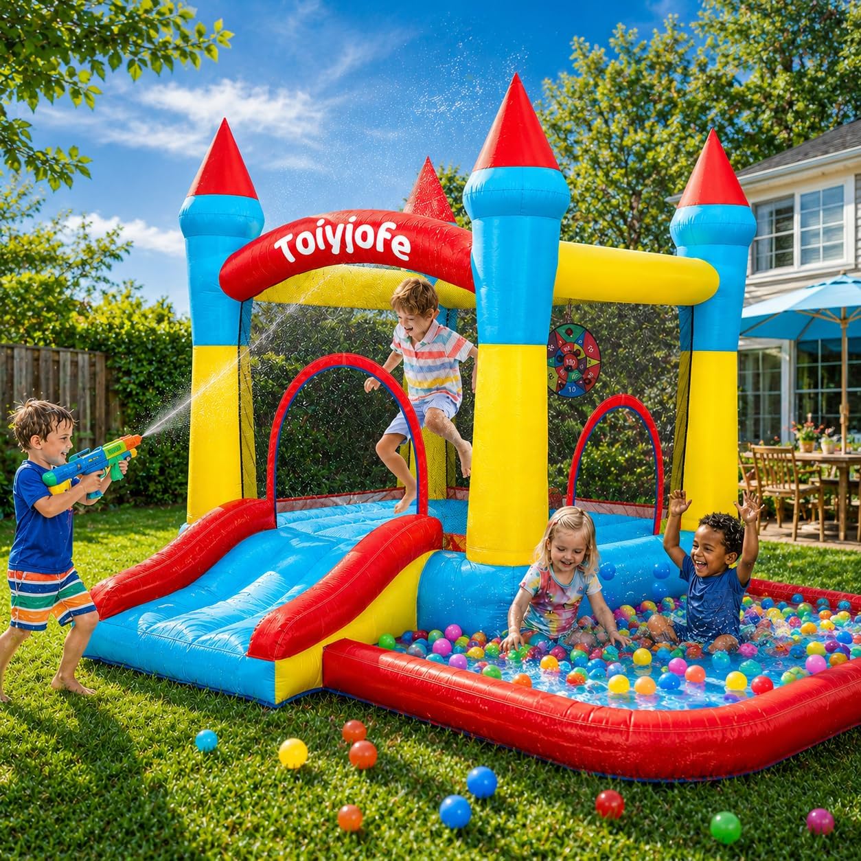 Bounce House for Kids 3-6, Tod - Kids Outdoor House With Slide 评论和价格