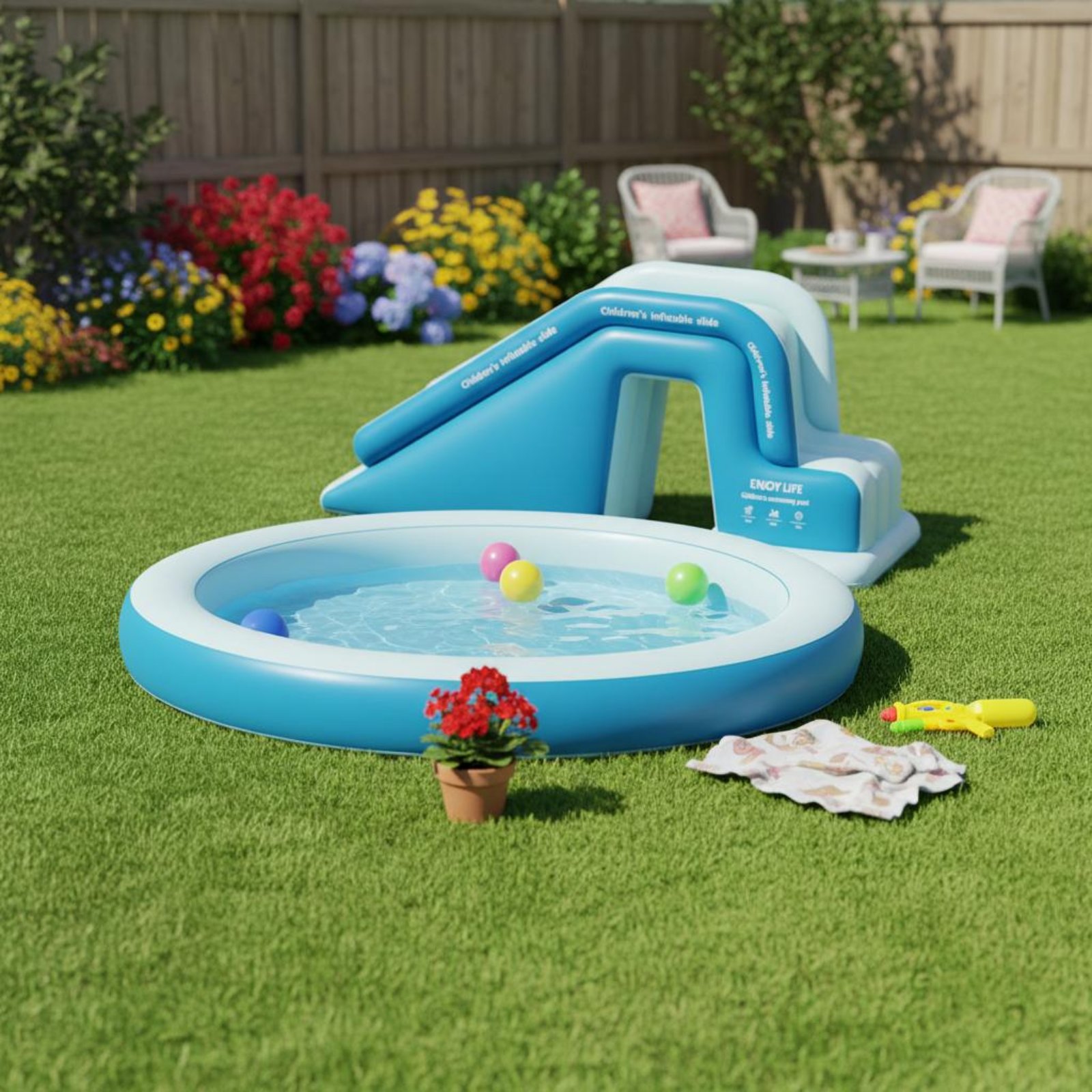 Inflatable Pool Slide Foldable - Kids Outdoor Water Slide 评论和价格