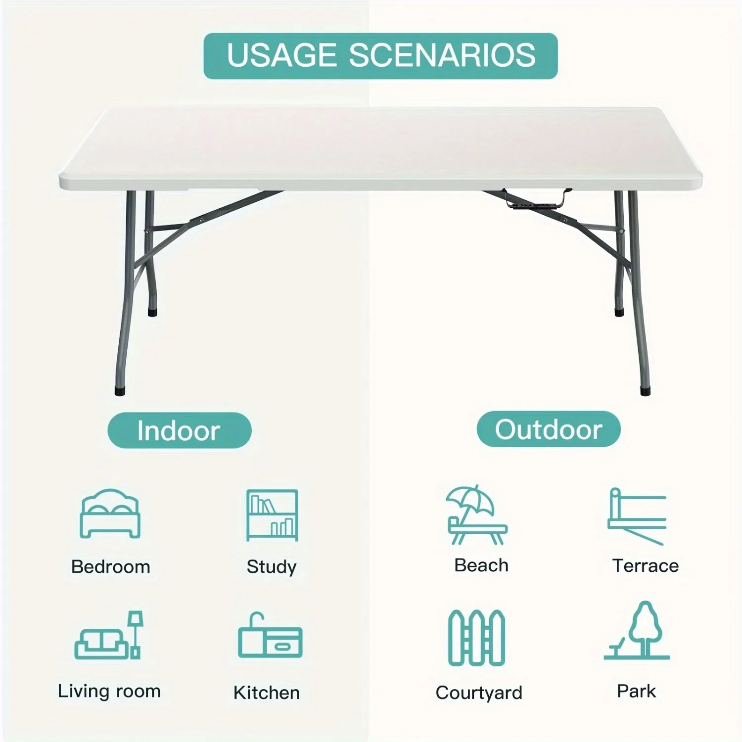 6FT Spacious Plastic Folding T - Kids Outdoor Dining Table 评论和价格