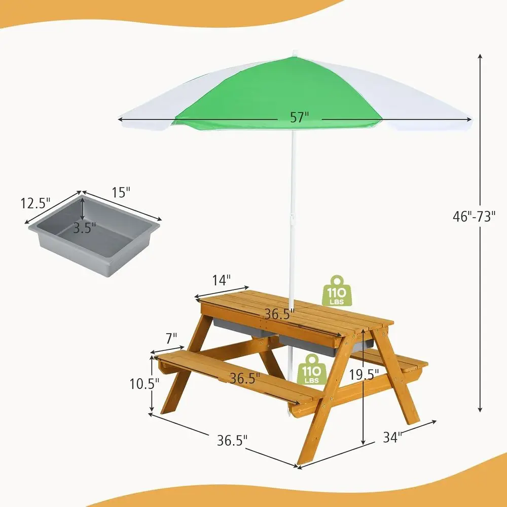 3-in-1 Height-Adjustable Umbre - Kids Outdoor Activity Table 评论和价格