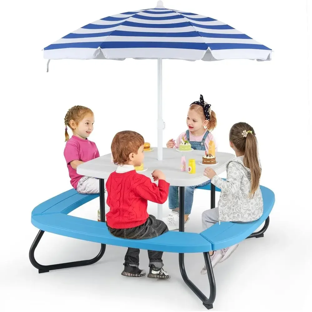 8-Person Kids Picnic Table wit - Kids Outdoor Activity Table 评论和价格