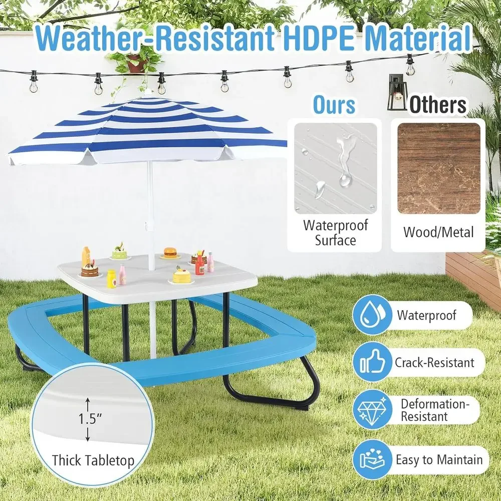 8-Person Kids Picnic Table wit - Kids Outdoor Activity Table 评论和价格