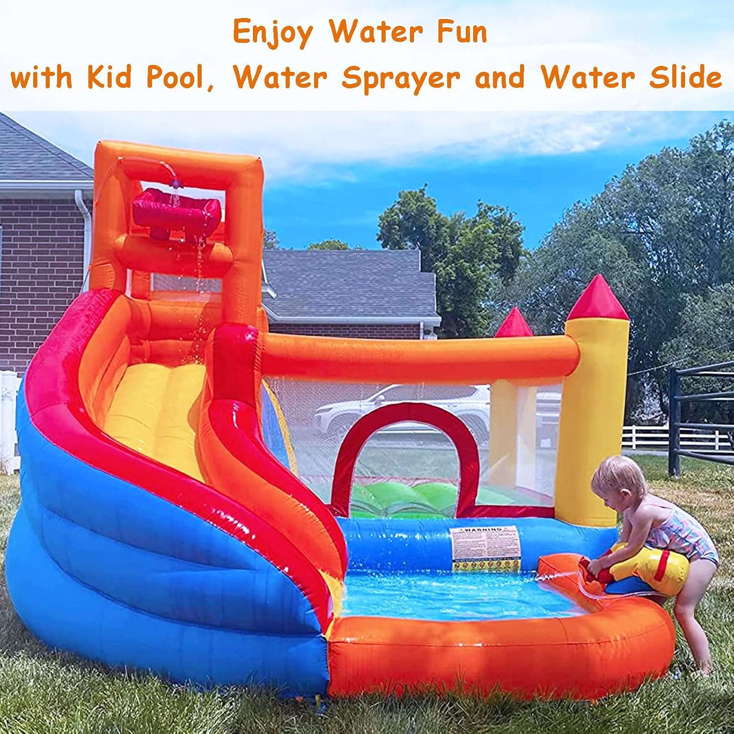 HuaKastro Inflatable Water Sli - Kids Outdoor House With Slide 评论和价格