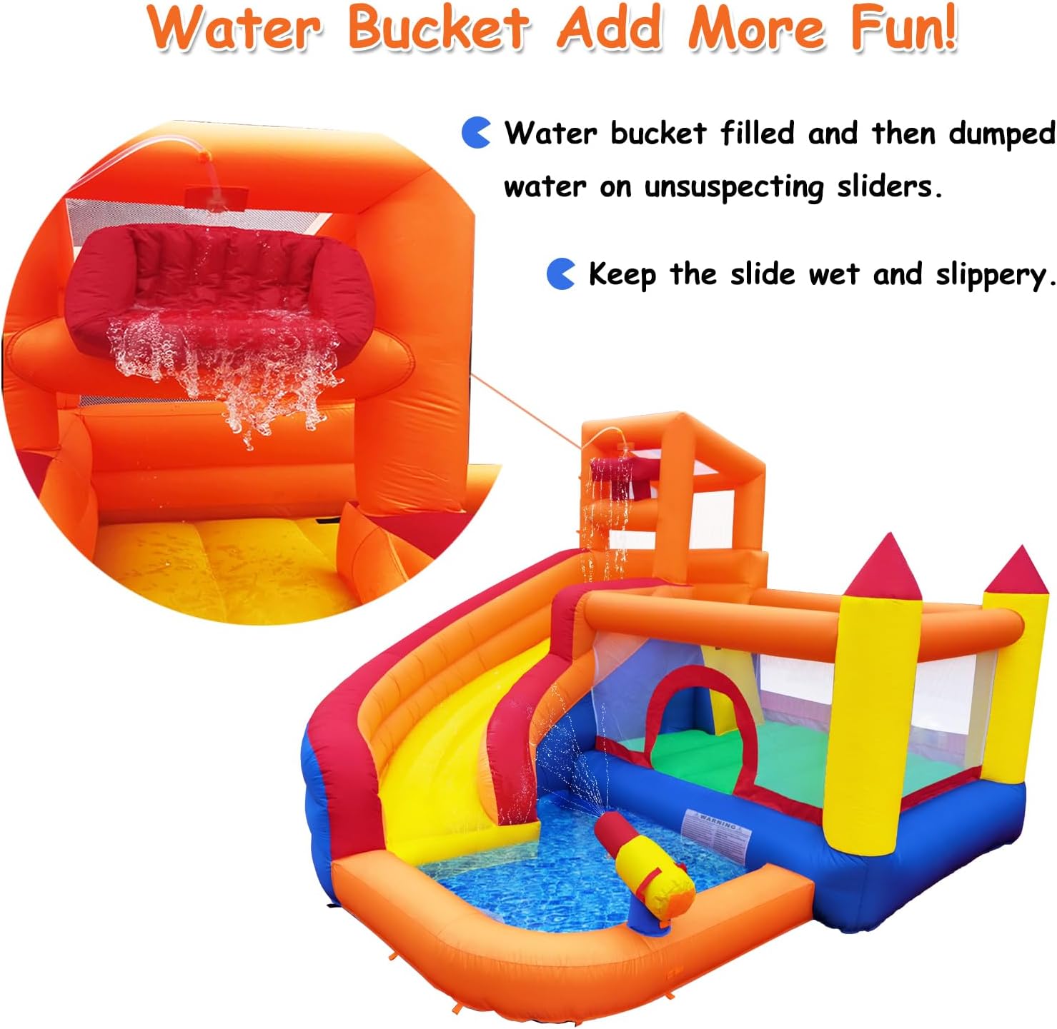 HuaKastro Inflatable Water Sli - Kids Outdoor House With Slide 评论和价格
