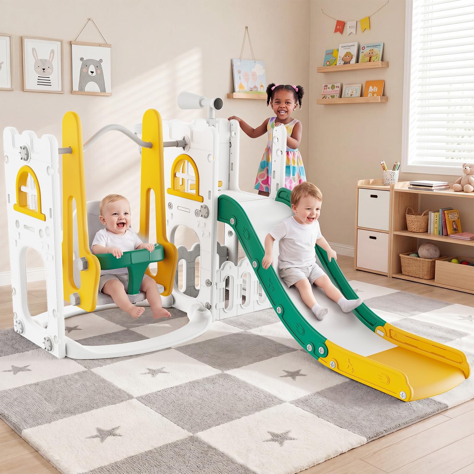 7 in 1 Toddler Slide And Swing - Kids Outdoor Swing 评论和价格