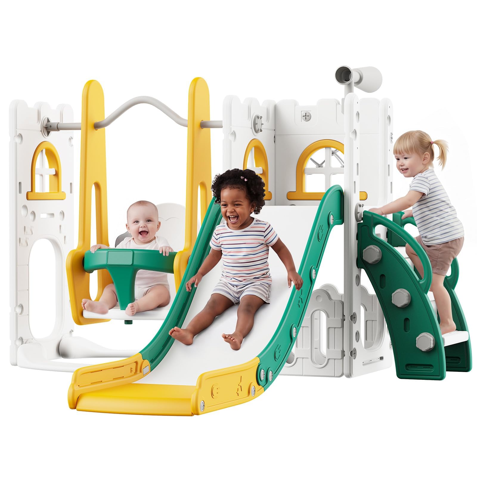 7 in 1 Toddler Slide And Swing - Kids Outdoor Swing 评论和价格