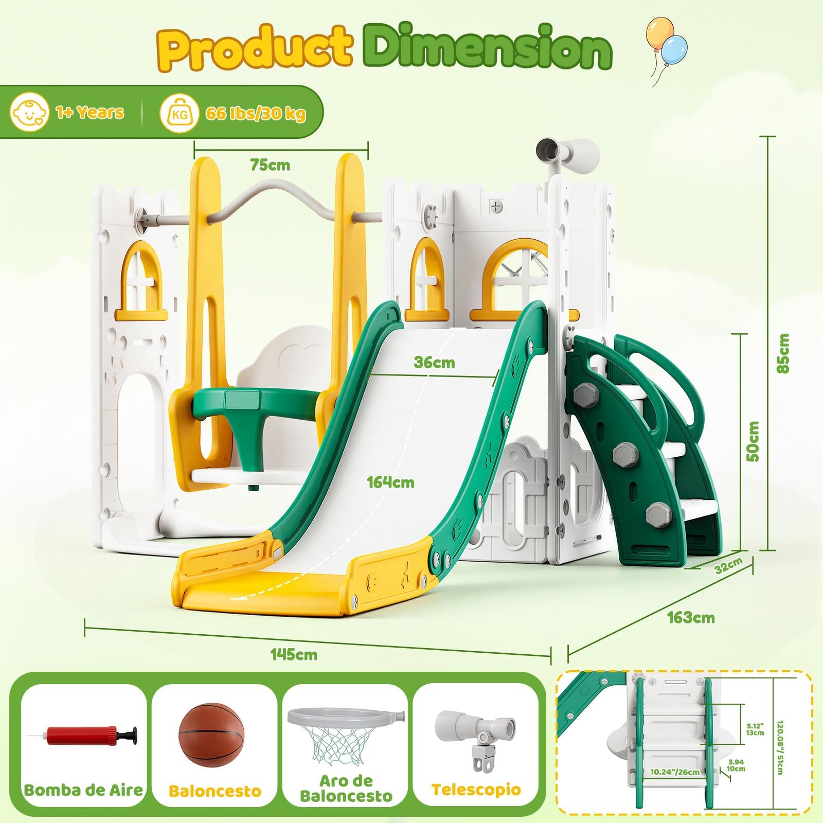 7 in 1 Toddler Slide And Swing - Kids Outdoor Swing 评论和价格