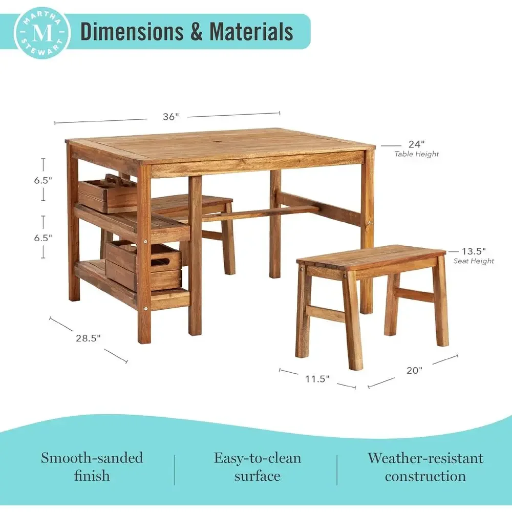 Kids Outdoor Crat Table and 2  - Kids Outdoor Activity Table 评论和价格