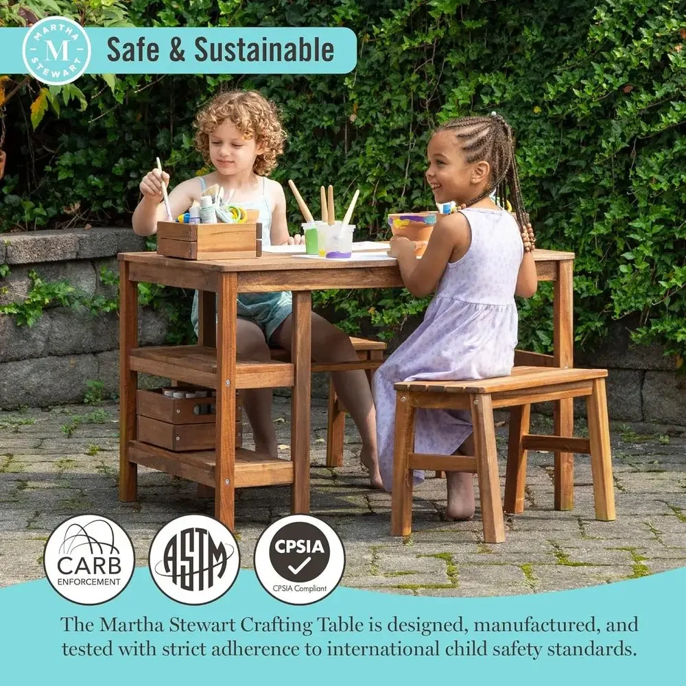 Kids Outdoor Crat Table and 2  - Kids Outdoor Activity Table 评论和价格
