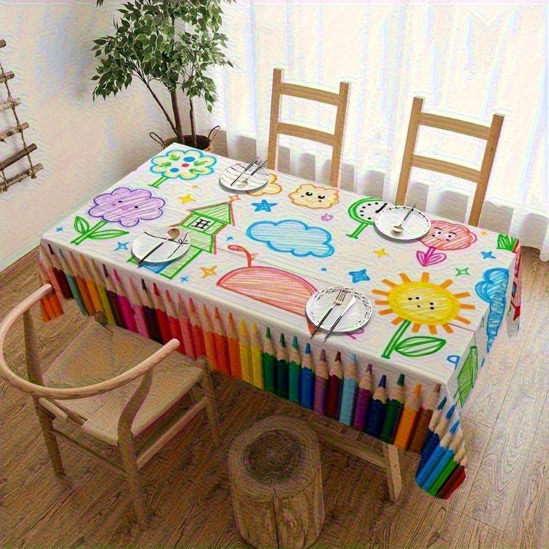 1pc Cartoon Pencil Pattern Tab - Kids Outdoor Dining Table 评论和价格