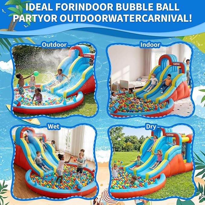 All-Season 8-in-1 Inflatable W - Kids Outdoor Water Slide 评论和价格