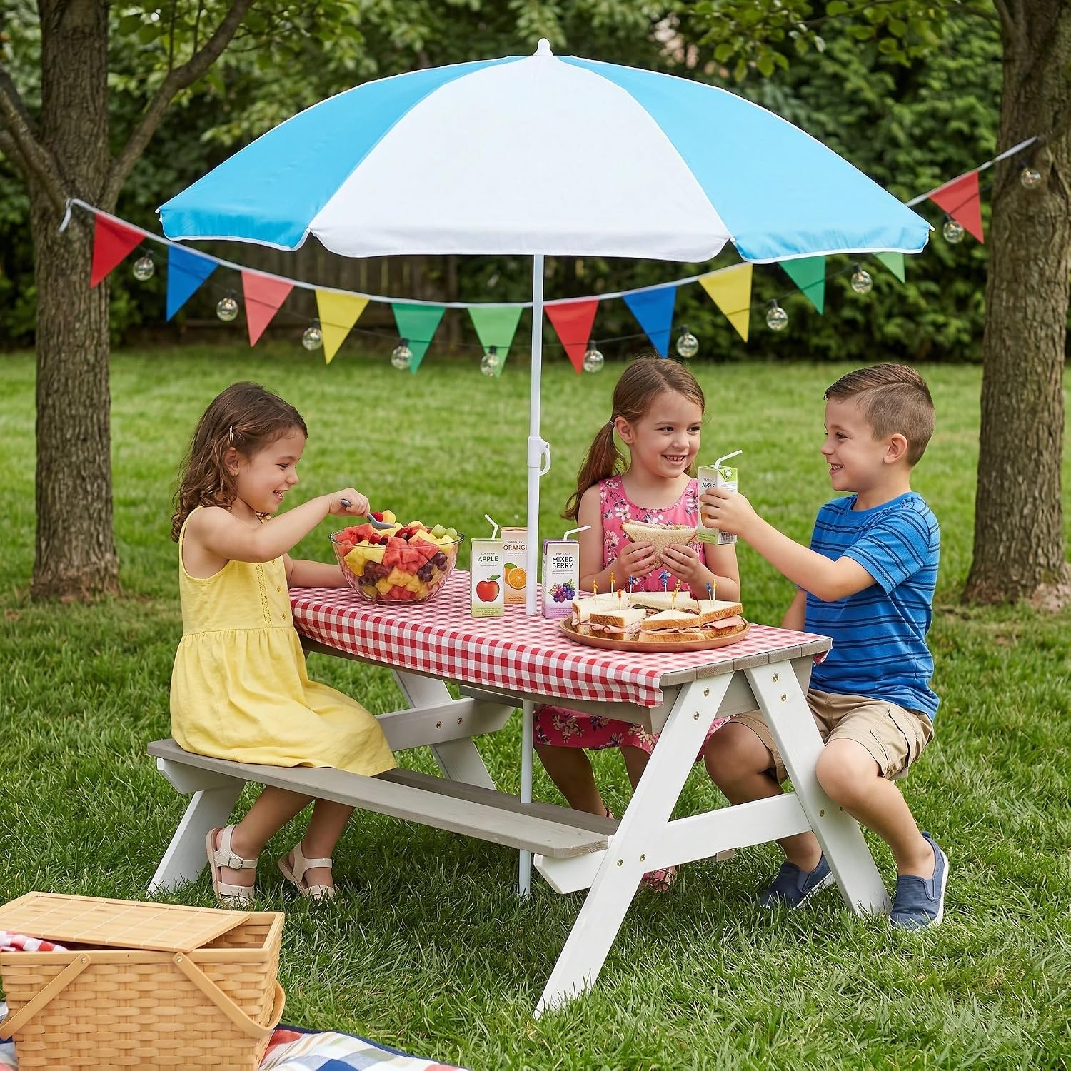 Kids Picnic Table, 3-in-1 Wood - Kids Outdoor Activity Table 评论和价格