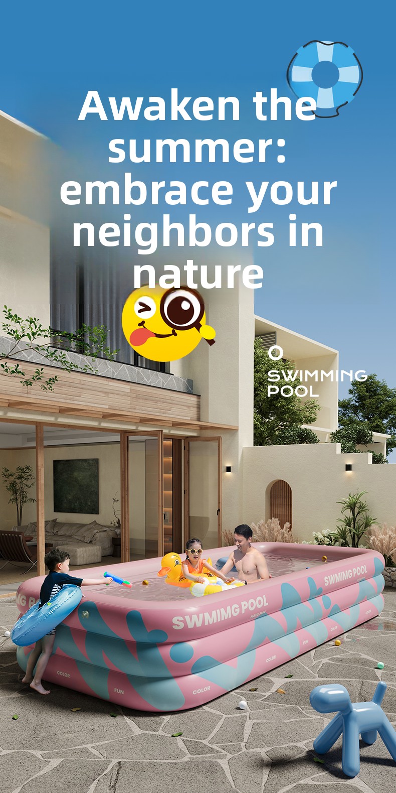 Inflatable Pool With Sunshade  - Kids Outdoor Water Slide 评论和价格
