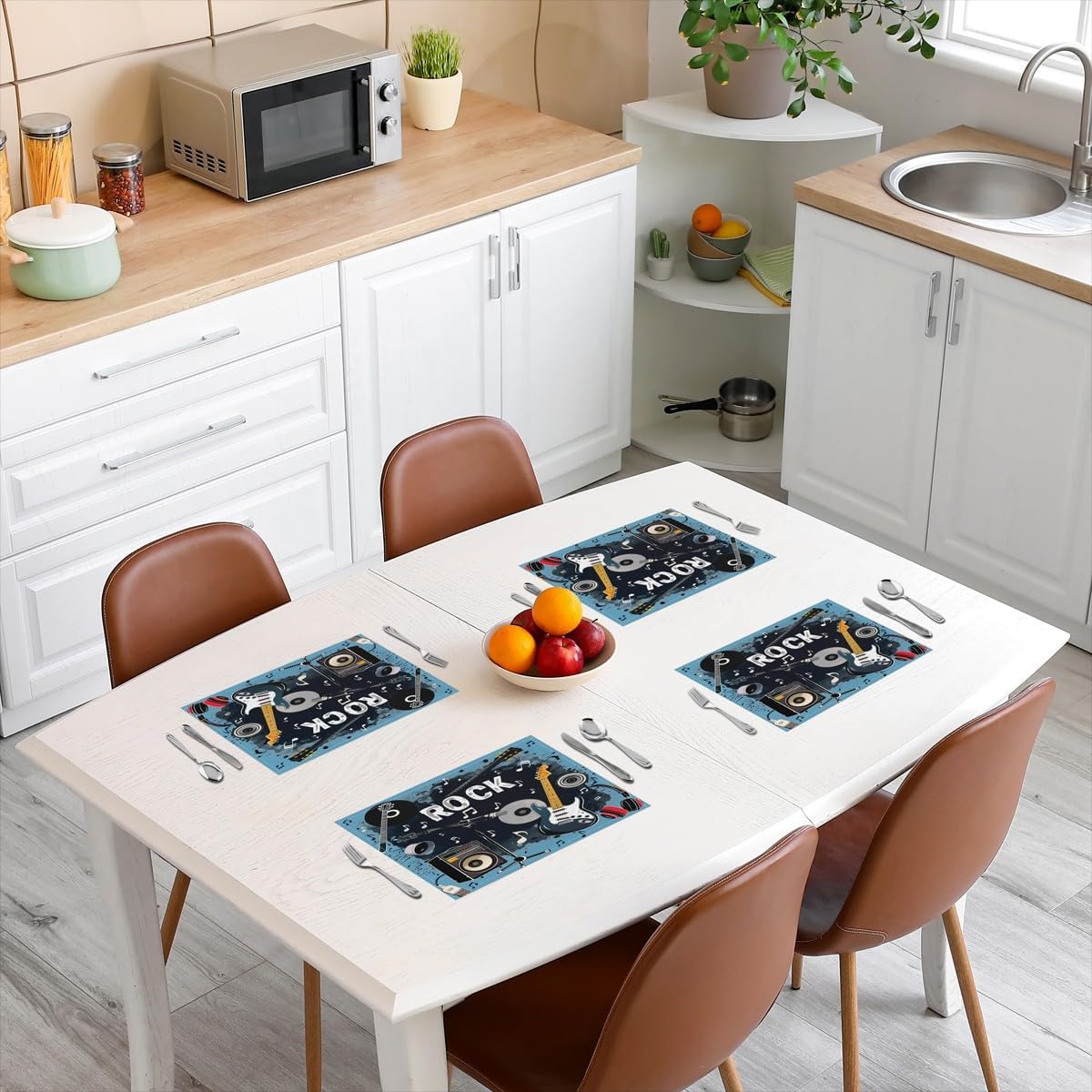Rock Music Placemats Set of 4  - Kids Outdoor Dining Table 评论和价格