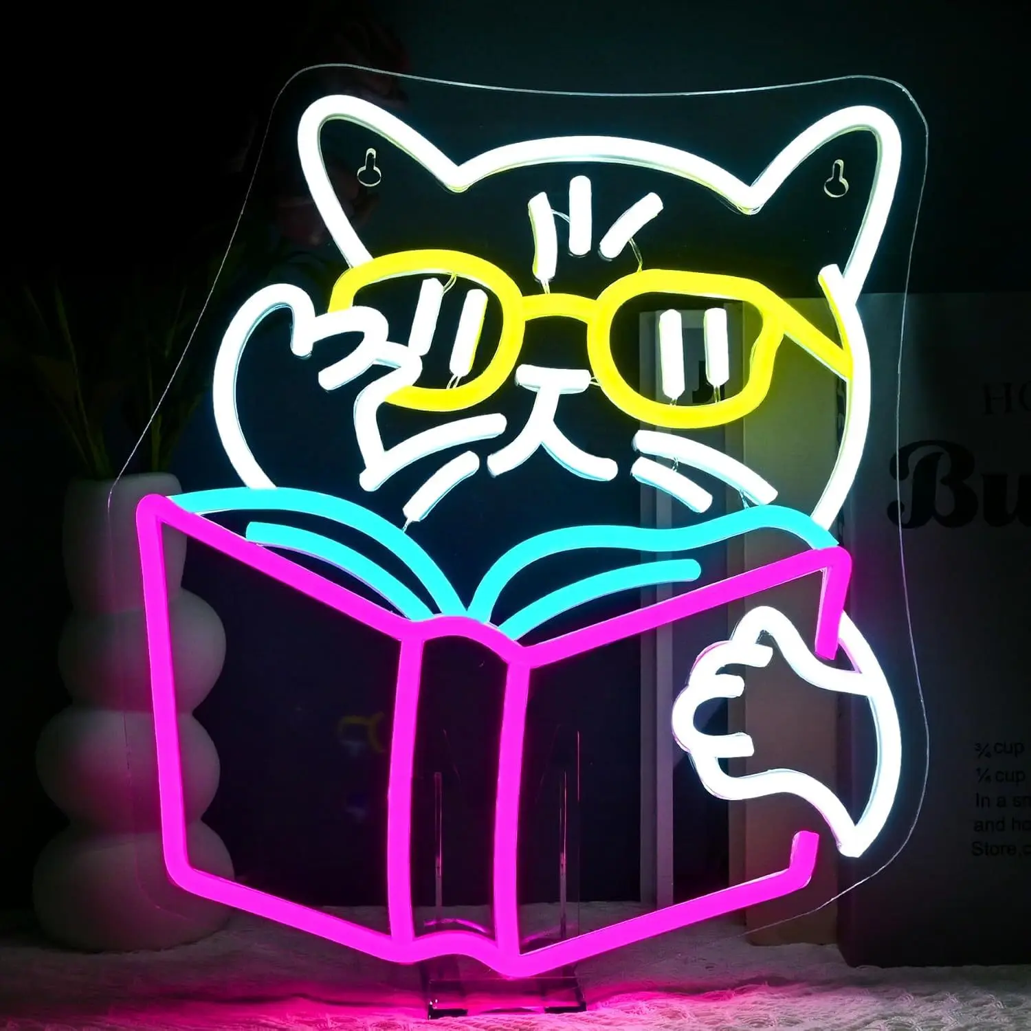 Smart Cat Reading Book Neon Si - Kids Outdoor Ideas 评论和价格