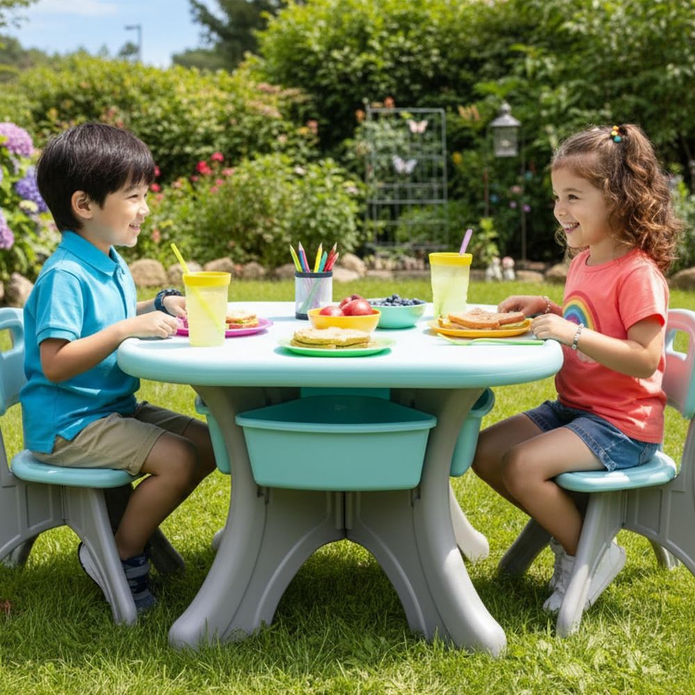 Kids Table and Chairs, 3 PCS A - Kids Outdoor Table And Chair Set 评论和价格