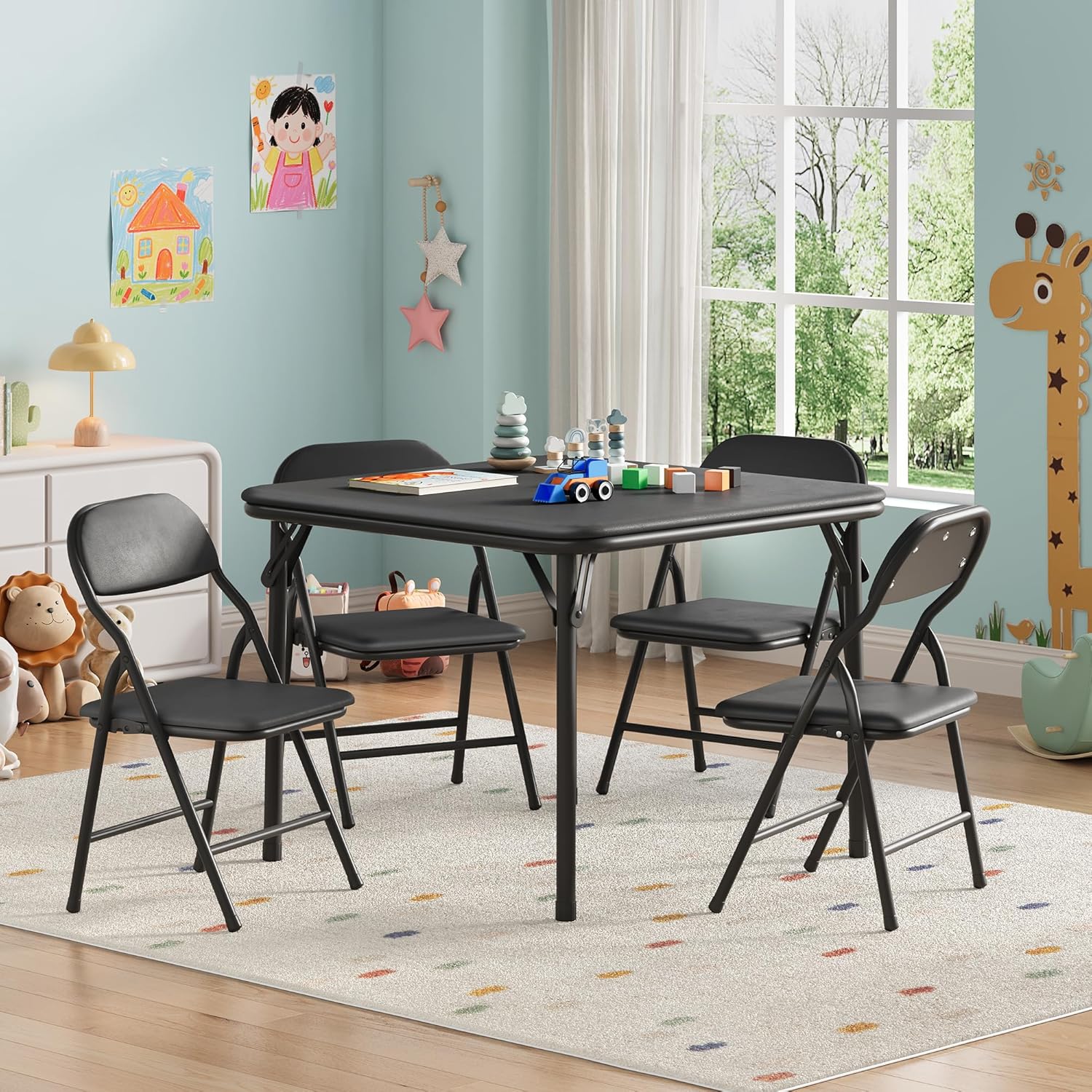 5-Piece Kids Folding Table and - Kids Outdoor Table And Chair Set 评论和价格