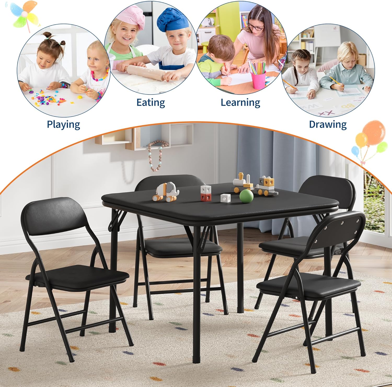 5-Piece Kids Folding Table and - Kids Outdoor Table And Chair Set 评论和价格