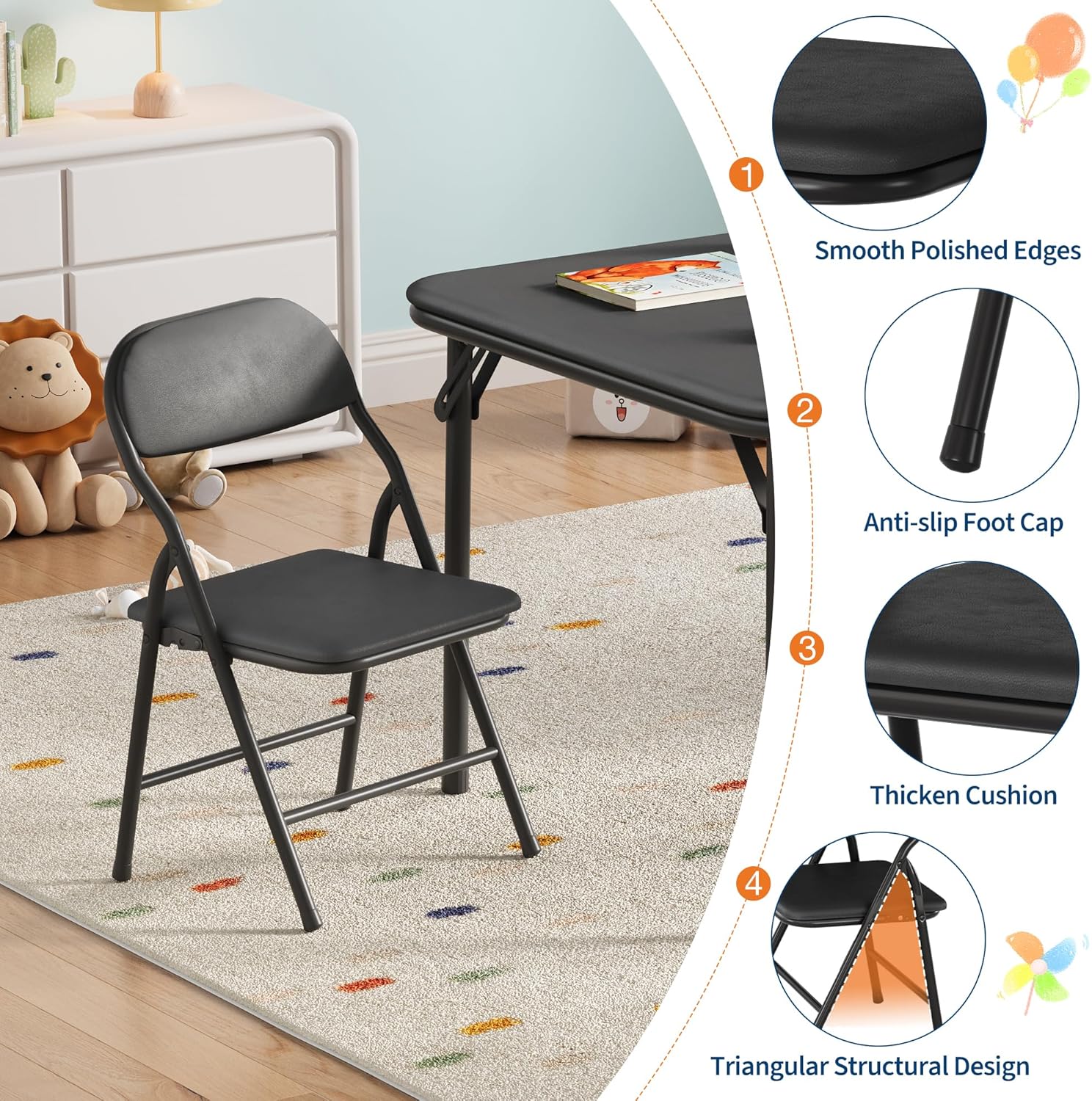 5-Piece Kids Folding Table and - Kids Outdoor Table And Chair Set 评论和价格