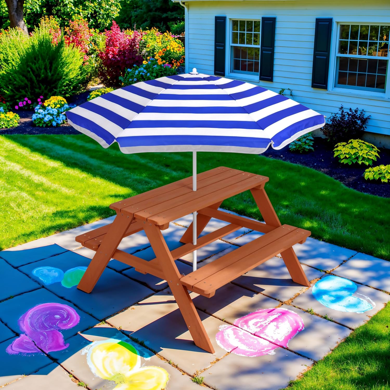 Wooden Kids Picnic Table with  - Kids Outdoor Activity Table 评论和价格