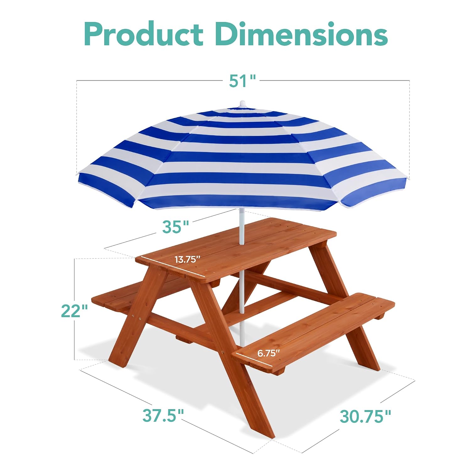 Wooden Kids Picnic Table with  - Kids Outdoor Activity Table 评论和价格