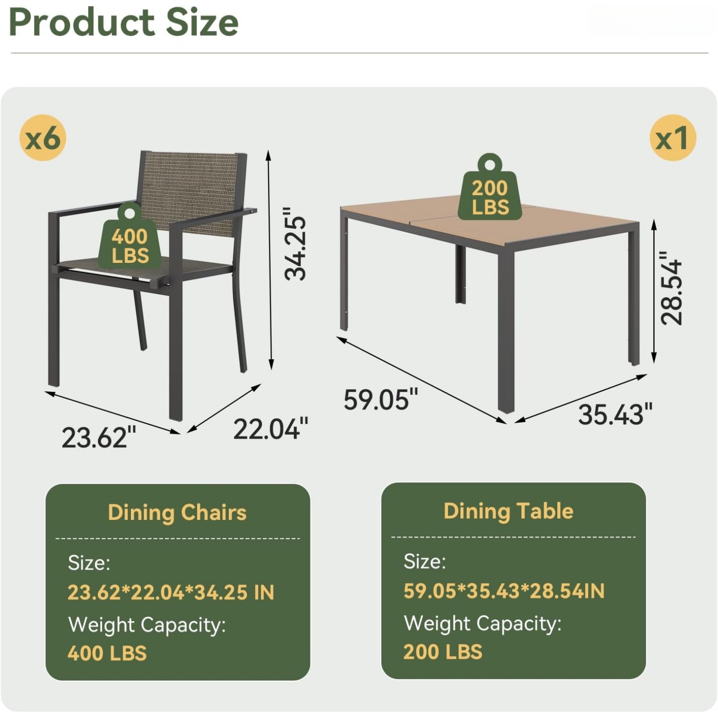 Aoxun 7 Piece Patio Dining Set - Kids Outdoor Dining Table 评论和价格